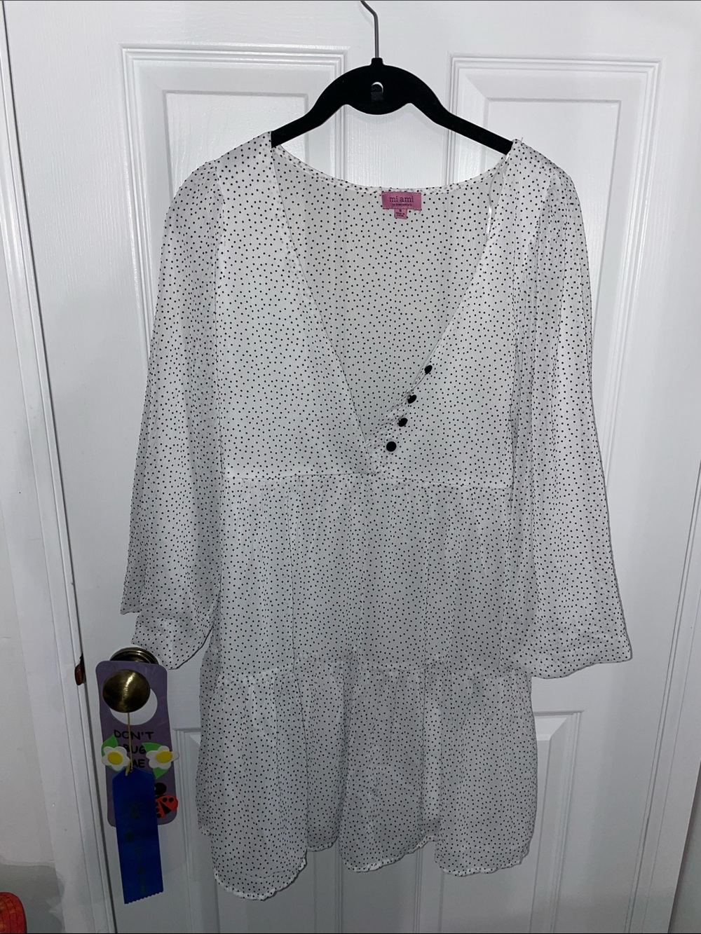 miami White Mini Dress with Black Polka Dots